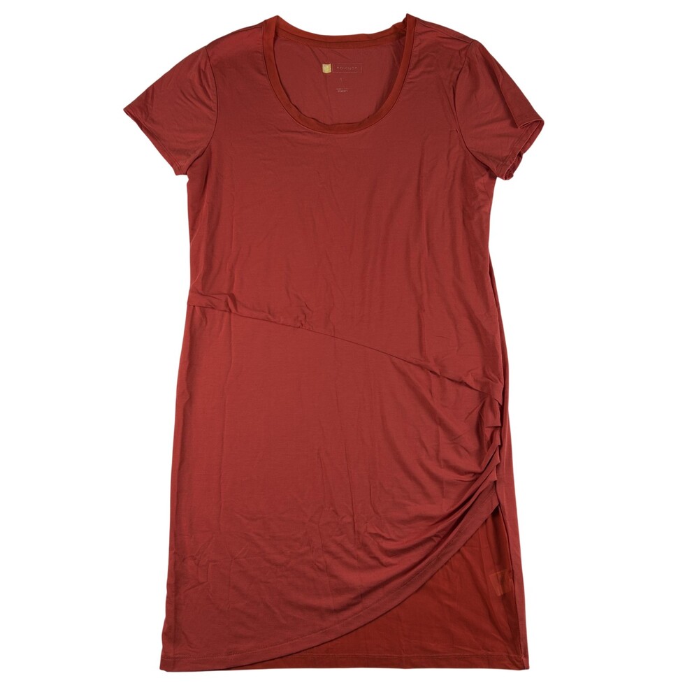 Halcyon Dress Womens L Red Jersey T-Shirt Asymmetric Hem Short Sleeve Casual